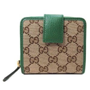 Gucci Compact Brown GG Print Canvas Green Leather Trim Wallet – Vanilla  Vintage